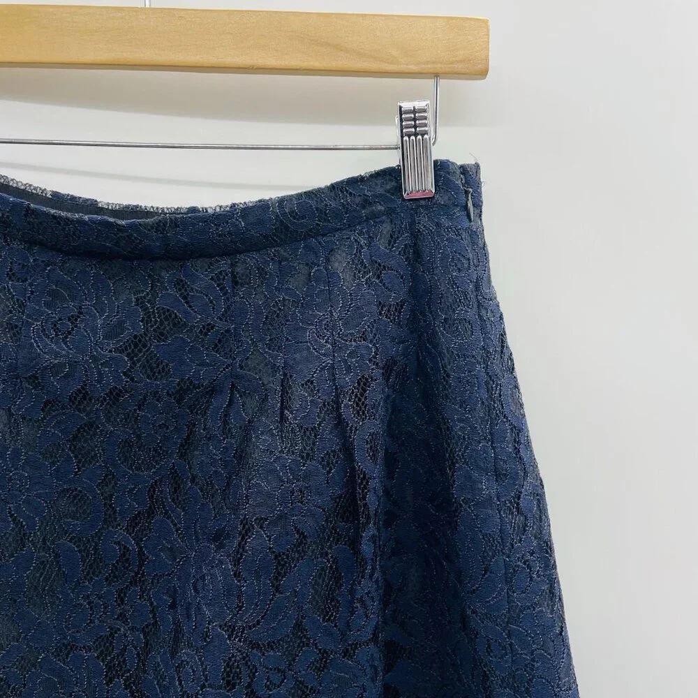 J Crew Womens Size 0 Lace Overlay Eyelash Above the Knee Skirt in Blue $148 1544